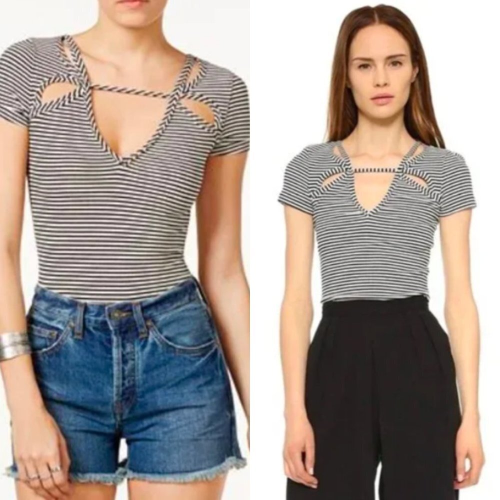 ⭐️ FREE PEOPLE Ribbed Cutout Frenchie Top Medium